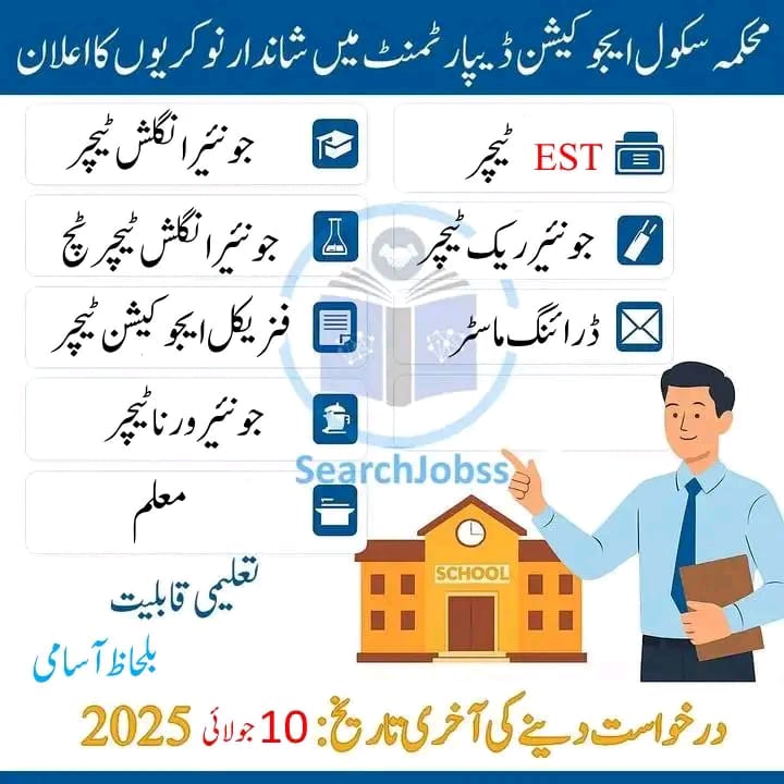 school education department jobs 2025, teacher jobs pakistan, govt school jobs 2025, education department vacancies, school teaching jobs, punjab education jobs, sarkari school teacher jobs, educator jobs 2025, school me naukri ka elaan, education department hiring, government teaching vacancies, apply online teacher jobs, latest school jobs 2025, female teacher jobs, primary school teacher jobs